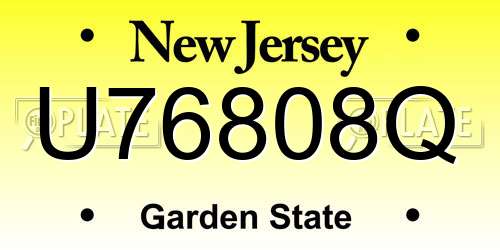 U76808Q New Jersey License Plate