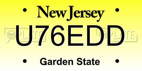 U76EDD New Jersey License Plate