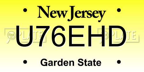 U76EHD New Jersey License Plate