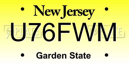 U76FWM New Jersey License Plate