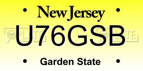 U76GSB New Jersey License Plate