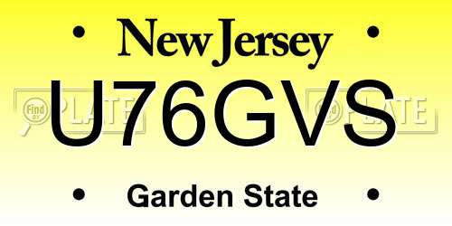 U76GVS New Jersey License Plate