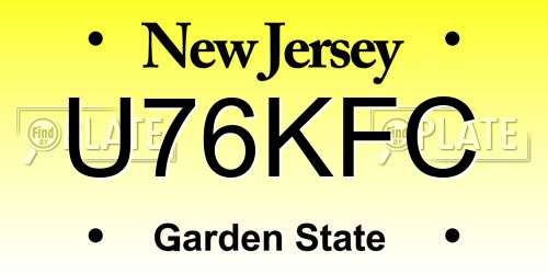 U76KFC New Jersey License Plate