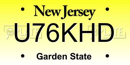U76KHD New Jersey License Plate