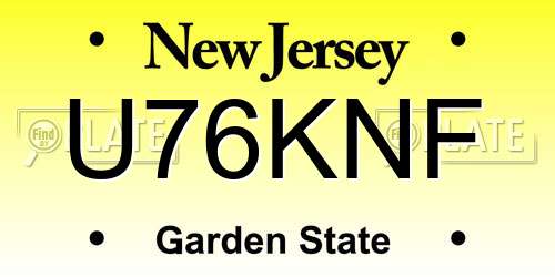 U76KNF New Jersey License Plate