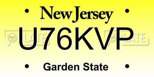 U76KVP New Jersey License Plate