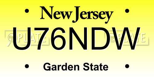U76NDW New Jersey License Plate