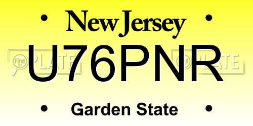 U76PNR New Jersey License Plate