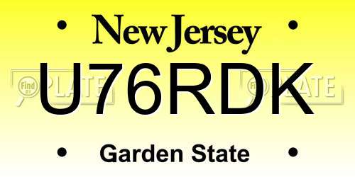 U76RDK New Jersey License Plate