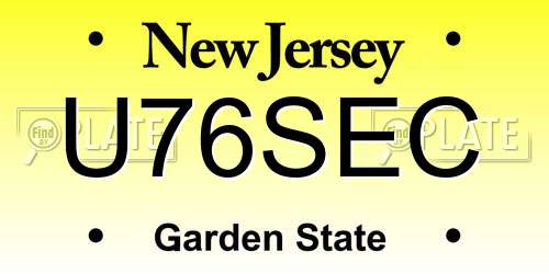 U76SEC New Jersey License Plate