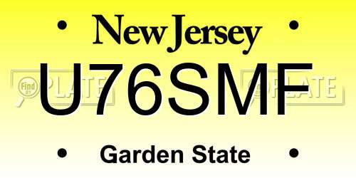 U76SMF New Jersey License Plate