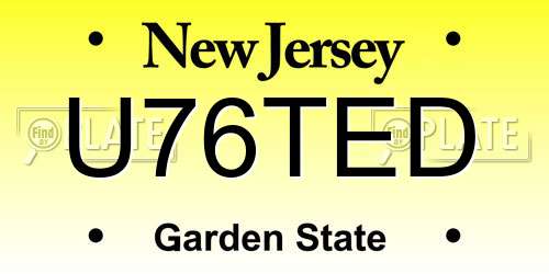 U76TED New Jersey License Plate