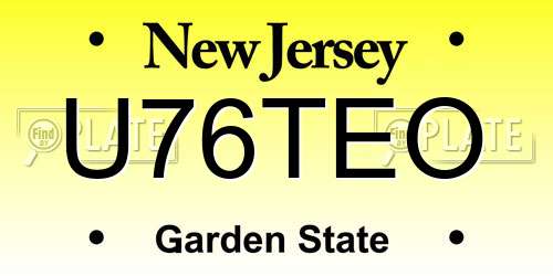 U76TEO New Jersey License Plate
