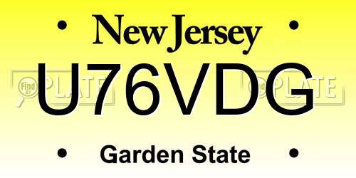 U76VDG New Jersey License Plate