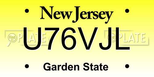U76VJL New Jersey License Plate