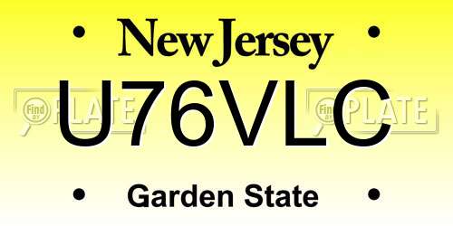 U76VLC New Jersey License Plate