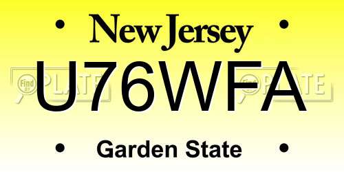 U76WFA New Jersey License Plate