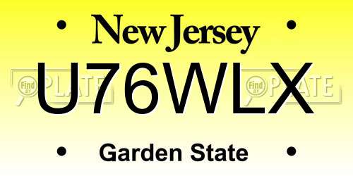 U76WLX New Jersey License Plate