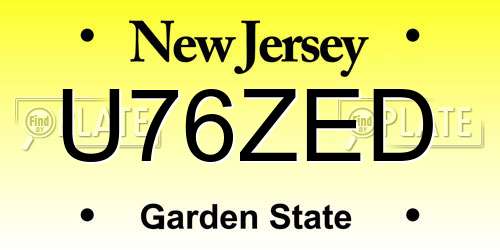 U76ZED New Jersey License Plate