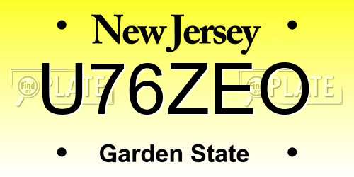 U76ZEO New Jersey License Plate