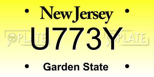 U773Y New Jersey License Plate