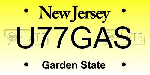 U77GAS New Jersey License Plate