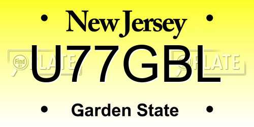 U77GBL New Jersey License Plate