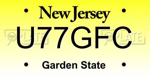 U77GFC New Jersey License Plate