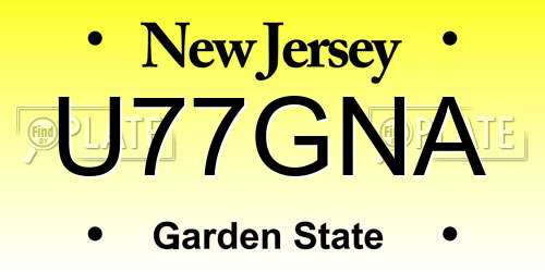 U77GNA New Jersey License Plate