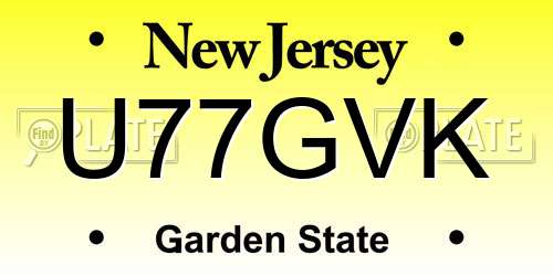 U77GVK New Jersey License Plate