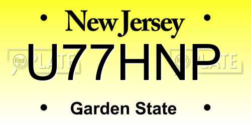 U77HNP New Jersey License Plate