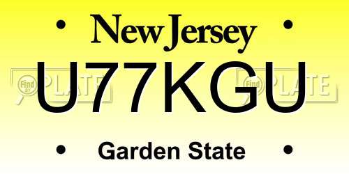U77KGU New Jersey License Plate