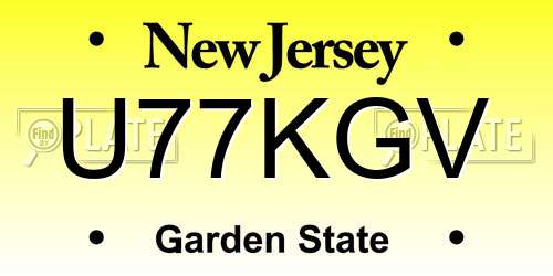U77KGV New Jersey License Plate