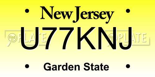 U77KNJ New Jersey License Plate
