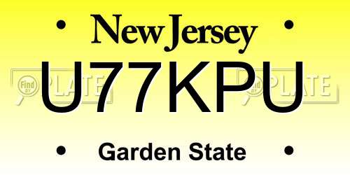 U77KPU New Jersey License Plate