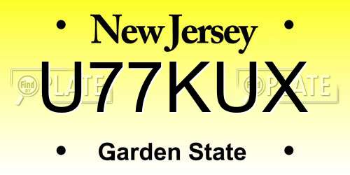 U77KUX New Jersey License Plate