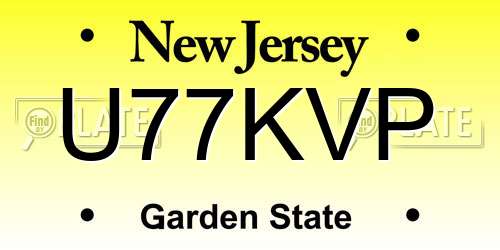 U77KVP New Jersey License Plate