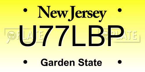 U77LBP New Jersey License Plate