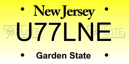U77LNE New Jersey License Plate
