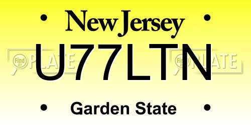 U77LTN New Jersey License Plate