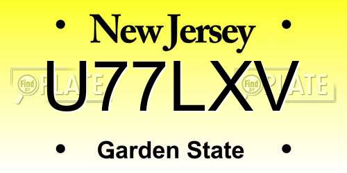 U77LXV New Jersey License Plate
