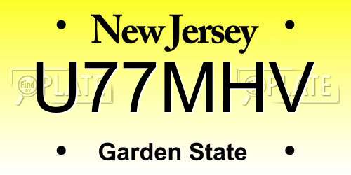 U77MHV New Jersey License Plate