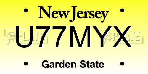 U77MYX New Jersey License Plate