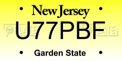 U77PBF New Jersey License Plate