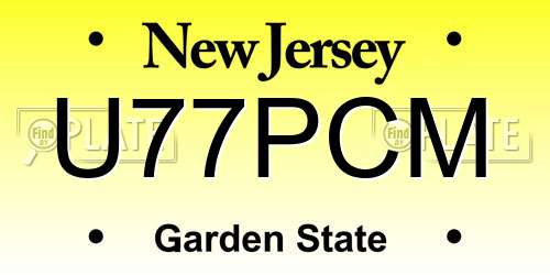 U77PCM New Jersey License Plate
