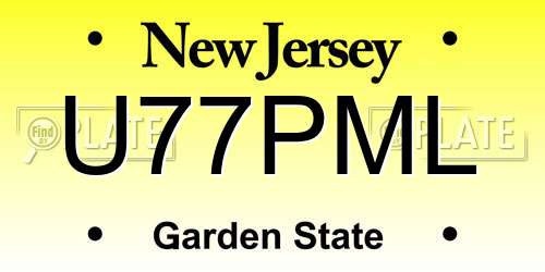 U77PML New Jersey License Plate