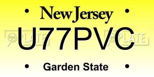 U77PVC New Jersey License Plate