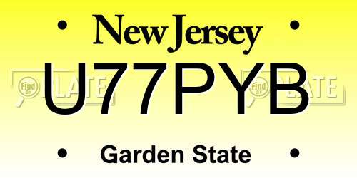 U77PYB New Jersey License Plate