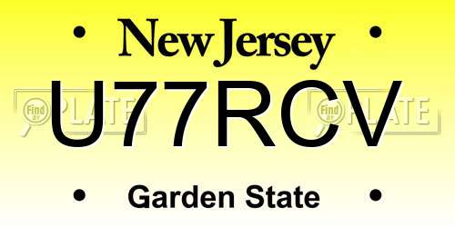 U77RCV New Jersey License Plate