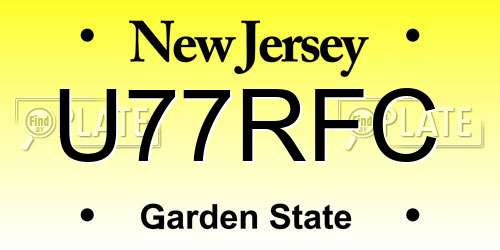 U77RFC New Jersey License Plate
